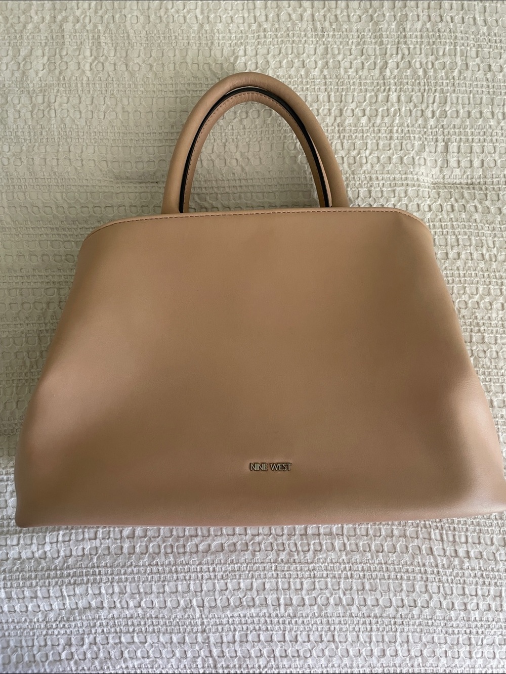 Nine West Beige Structured Top-Handle Satchel